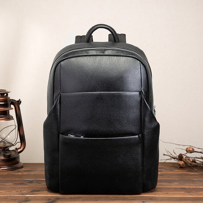 Men's Backpack Cowhide Genuine Leather Retro Large Capacity Computer Bag for Men