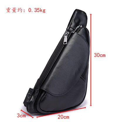 Men's Bust Bag Genuine Cowhide Leather Retro Outdoor Travel Versatile Men's Crossbody Bag 