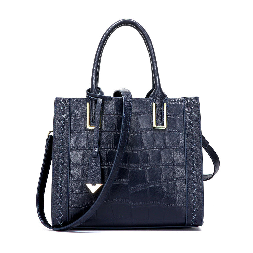 Women's bag Crocodile pattern woven handbag Genuine leather big bag trend Elegant shoulder bag Temperament handbag.bag