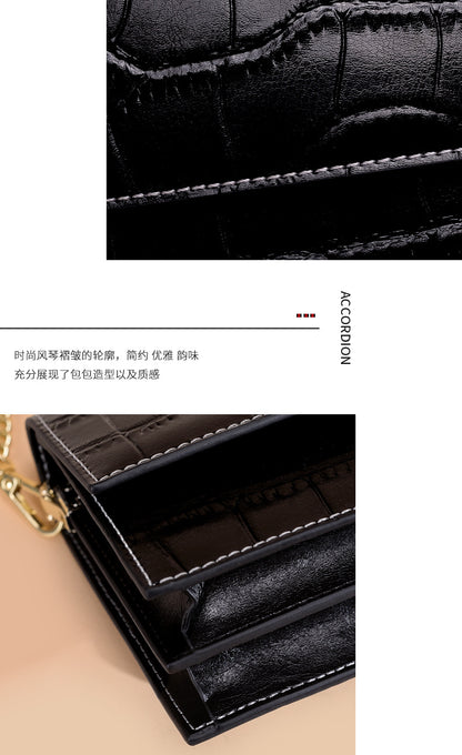 Ladies Bag Genuine Leather Handbag Fashion Chain Bag Simple Square Bag Elegant Shoulder Bag.Pochette