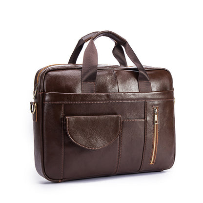 Men's Briefcase Genuine Cowhide Leather Retro Business Computer Bag Men's Handbag 