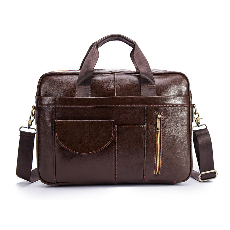 Men's Briefcase Genuine Cowhide Leather Retro Business Computer Bag Men's Handbag 