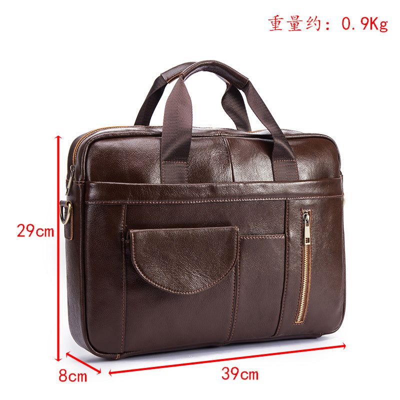 Men's Briefcase Genuine Cowhide Leather Retro Business Computer Bag Men's Handbag 