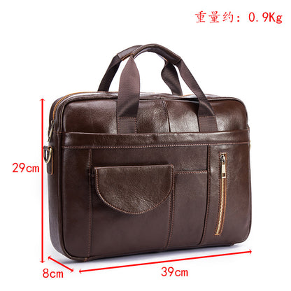 Men's Briefcase Genuine Cowhide Leather Retro Business Computer Bag Men's Handbag 