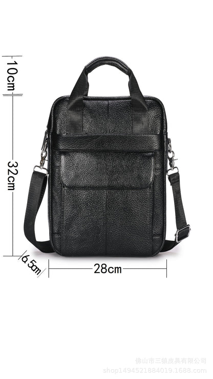 Men's Shoulder Bag Genuine Cowhide Leather Fashion Casual Business Men's Crossbody Bag Handbag 