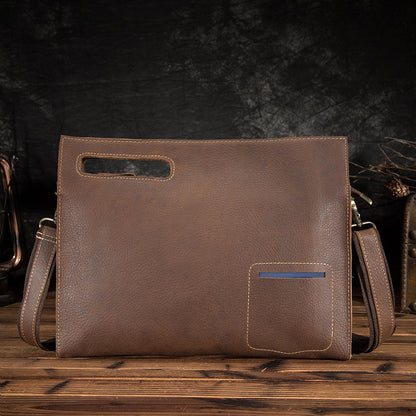 Men's briefcase genuine cowhide leather retro business men's computer bag 