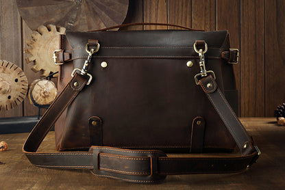 Men's Shoulder Bag Cambridge Bag Handmade Genuine Cowhide Leather Retro Handbag Unique Men's Crossbody Bag Messenger Bag 