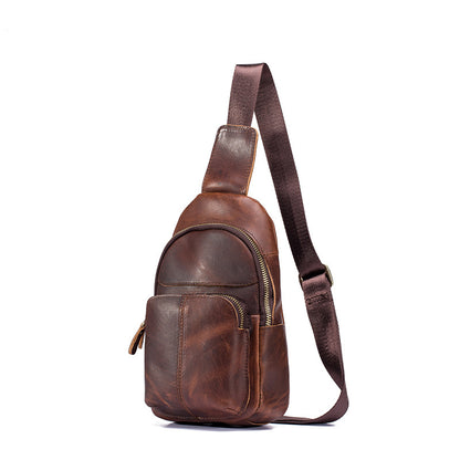 Men's bust bag Genuine cowhide leather retro outdoor versatile crossbody bag for men 