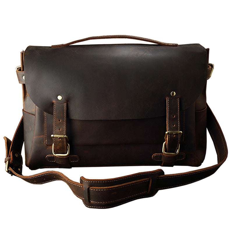 Men's Shoulder Bag Cambridge Bag Handmade Genuine Cowhide Leather Retro Handbag Unique Men's Crossbody Bag Messenger Bag 