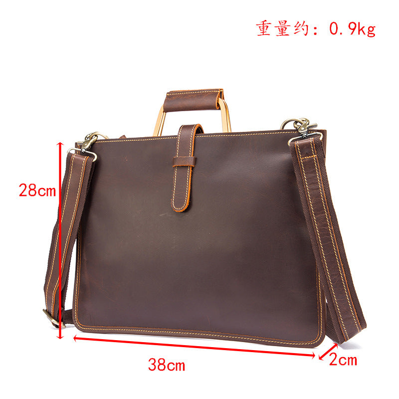 Men's Briefcase Business Handbag Cowhide Genuine Leather Retro Men Computer Bag 