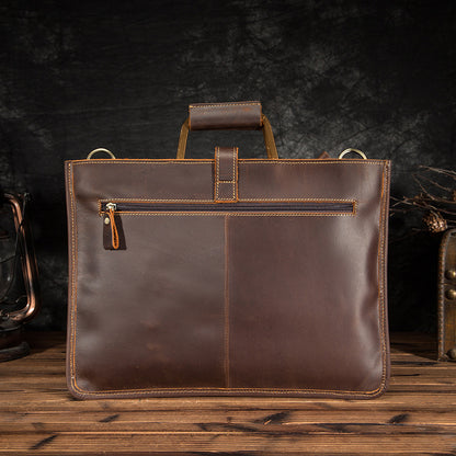 Men's Briefcase Business Handbag Cowhide Genuine Leather Retro Men Computer Bag 