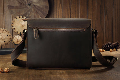 Men's Shoulder Bag Original Genuine Cowhide Leather Crazy Horse Messenger Bag Casual Crossbody Bag for Men 