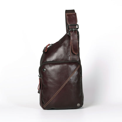 Men's Bust Bag Cowhide Sports Crossbody Bag Men's Shoulder Bag 