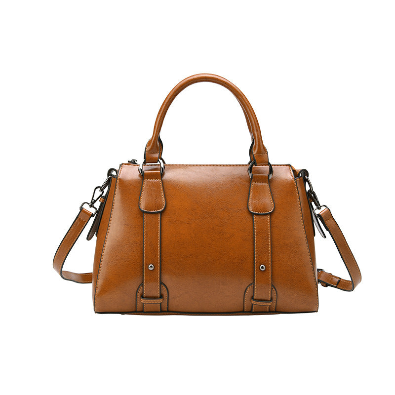 Women's Bag Handbag Genuine Leather Big Bag Boston Bag Cowhide Shoulder Bag Retro Elegant Commuting OL Handbag. Bag