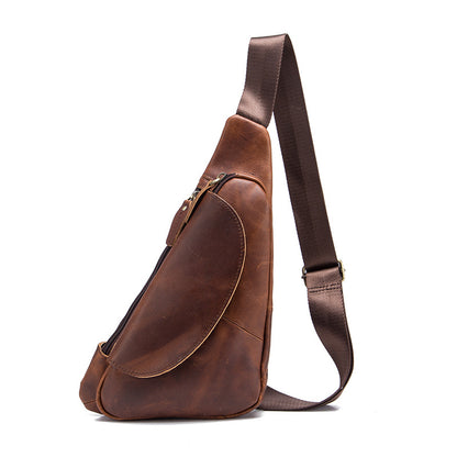 Men's Bust Bag Genuine Cowhide Leather Retro Outdoor Travel Versatile Men's Crossbody Bag 