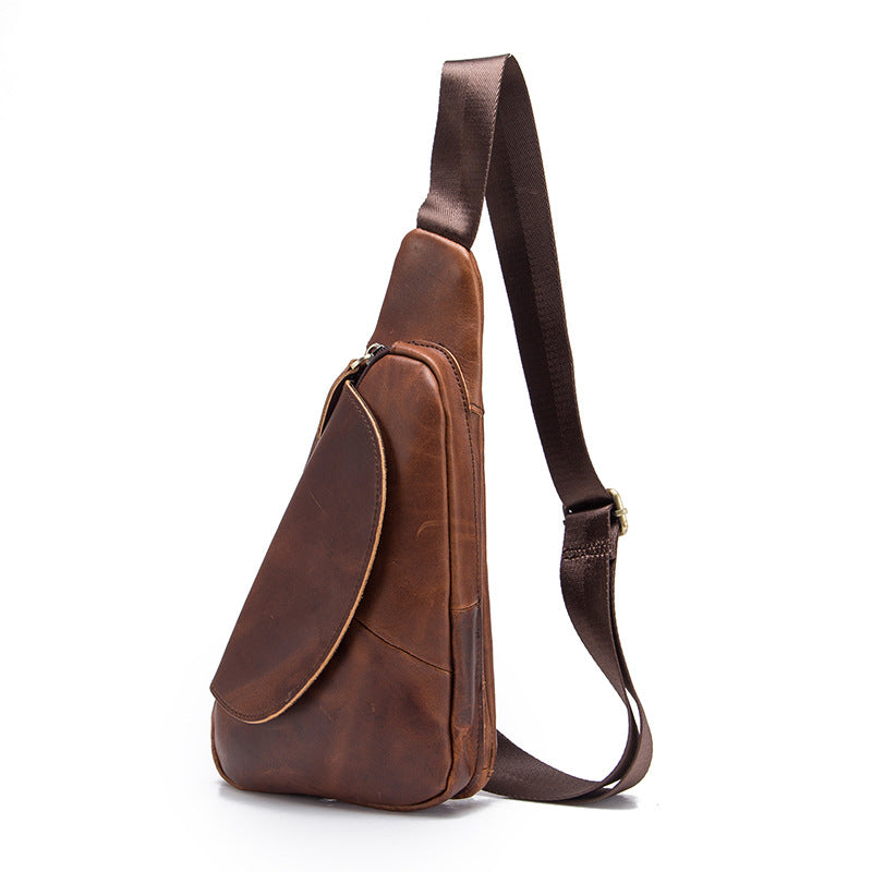 Men's Bust Bag Genuine Cowhide Leather Retro Outdoor Travel Versatile Men's Crossbody Bag 