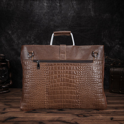 Men's Handbag Genuine Cowhide Business Briefcase Computer Bag for Men 