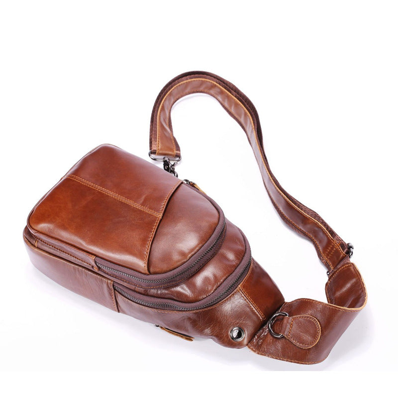 Men's Bust Bag Cowhide Casual Korean Fashion Crossbody Bag for Men