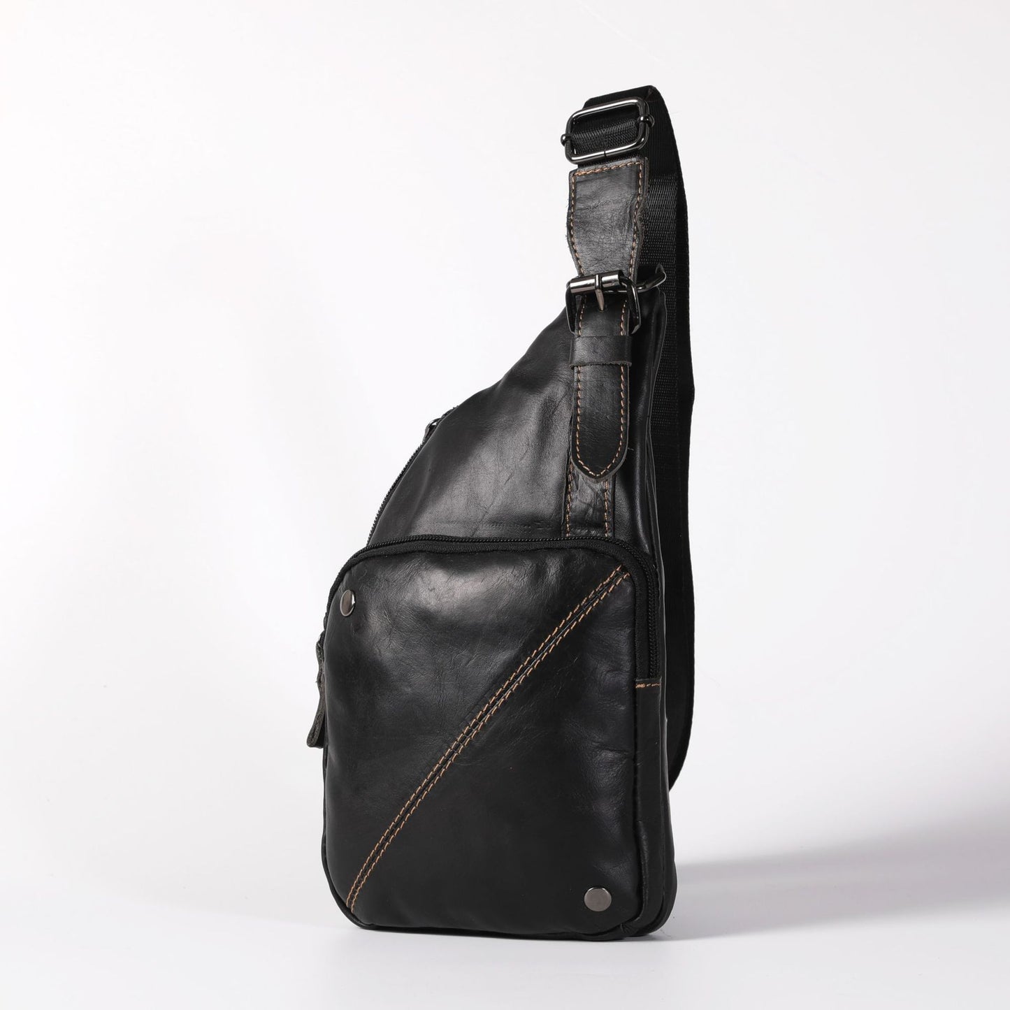 Men's Bust Bag Cowhide Sports Crossbody Bag Men's Shoulder Bag 