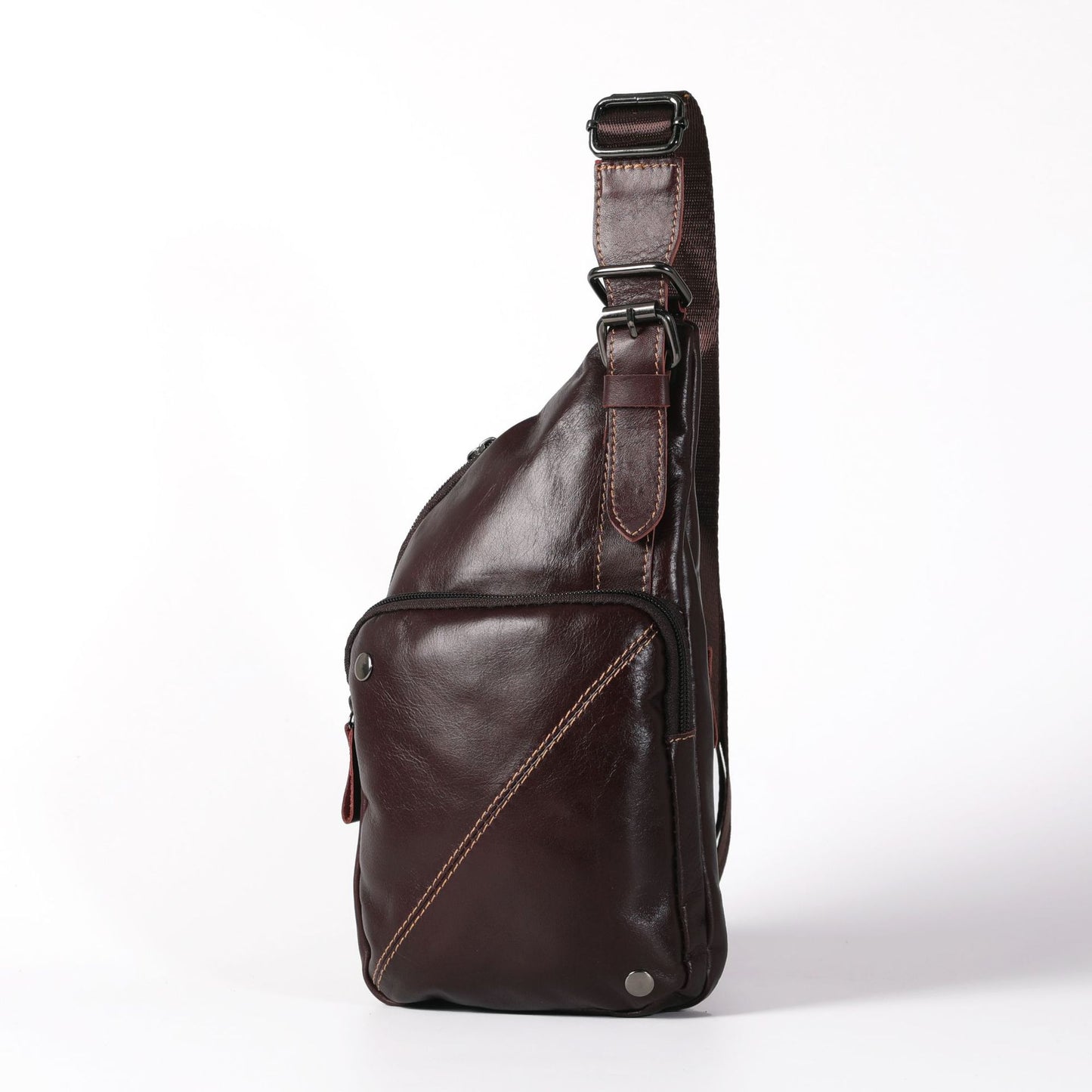 Men's Bust Bag Cowhide Sports Crossbody Bag Men's Shoulder Bag 