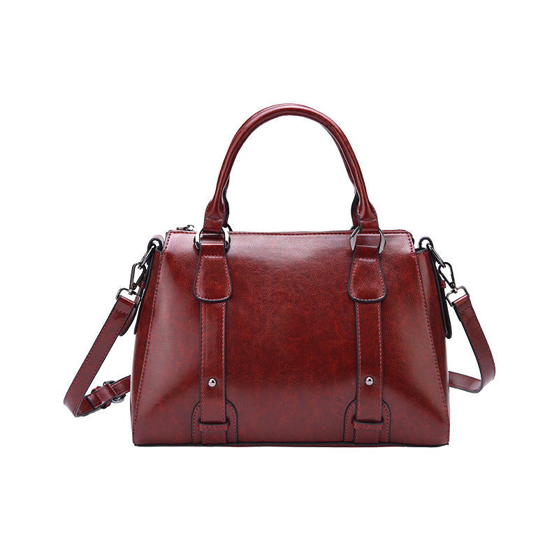 Women's Bag Handbag Genuine Leather Big Bag Boston Bag Cowhide Shoulder Bag Retro Elegant Commuting OL Handbag. Bag