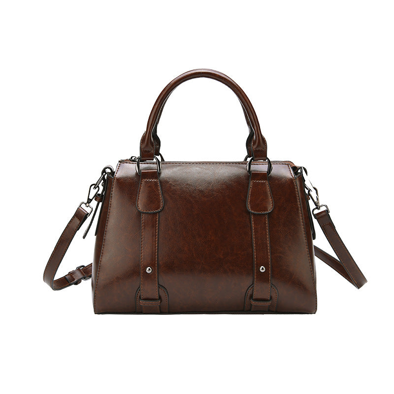 Women's Bag Handbag Genuine Leather Big Bag Boston Bag Cowhide Shoulder Bag Retro Elegant Commuting OL Handbag. Bag