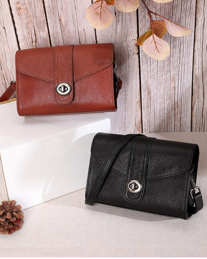 Women's small bag Genuine leather handmade retro cowhide square bag commuting shoulder bag that goes with anything.Pochette