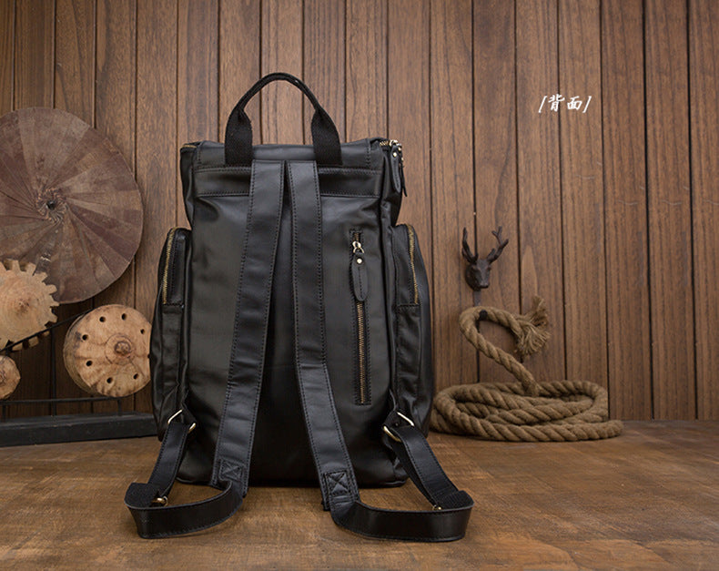 Men's Backpack Handcrafted Genuine Cowhide Leather Large Capacity Retro Crazy Horse Men's Travel Bag Luggage Bag 