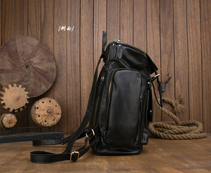 Men's Backpack Handcrafted Genuine Cowhide Leather Large Capacity Retro Crazy Horse Men's Travel Bag Luggage Bag 