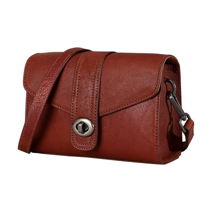 Women's small bag Genuine leather handmade retro cowhide square bag commuting shoulder bag that goes with anything.Pochette