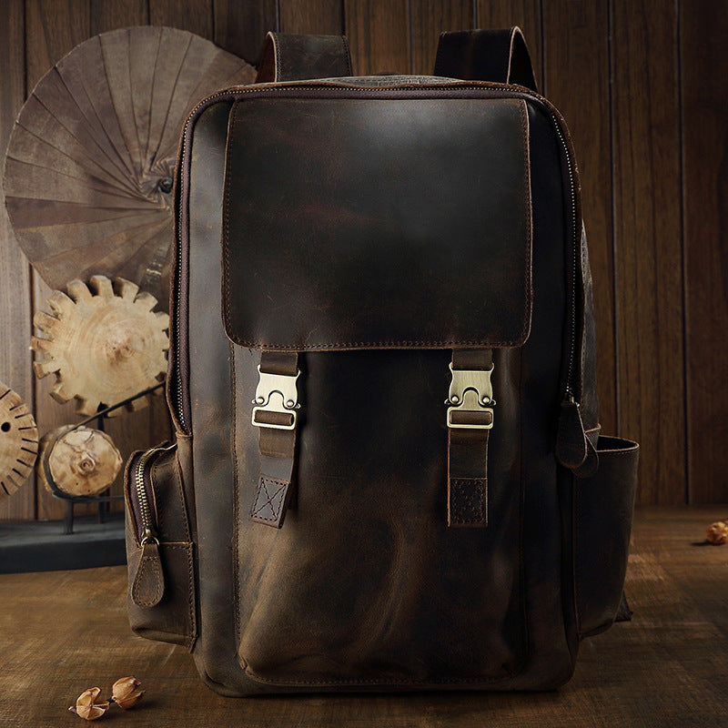 Men's backpack cowhide Crazy Horse original retro casual fashion large capacity luggage bag travel bag 