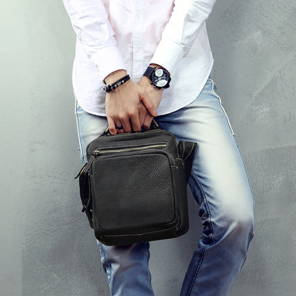 Men's Shoulder Bag Handmade Original Cowhide Genuine Leather Casual Korean Fashion Men's Crossbody Bag Handbag 