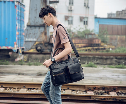 Men's handbag handbag handmade original cowhide genuine leather casual travel large capacity Korean fashion crossbody shoulder bag for men 