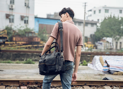 Men's handbag handbag handmade original cowhide genuine leather casual travel large capacity Korean fashion crossbody shoulder bag for men 