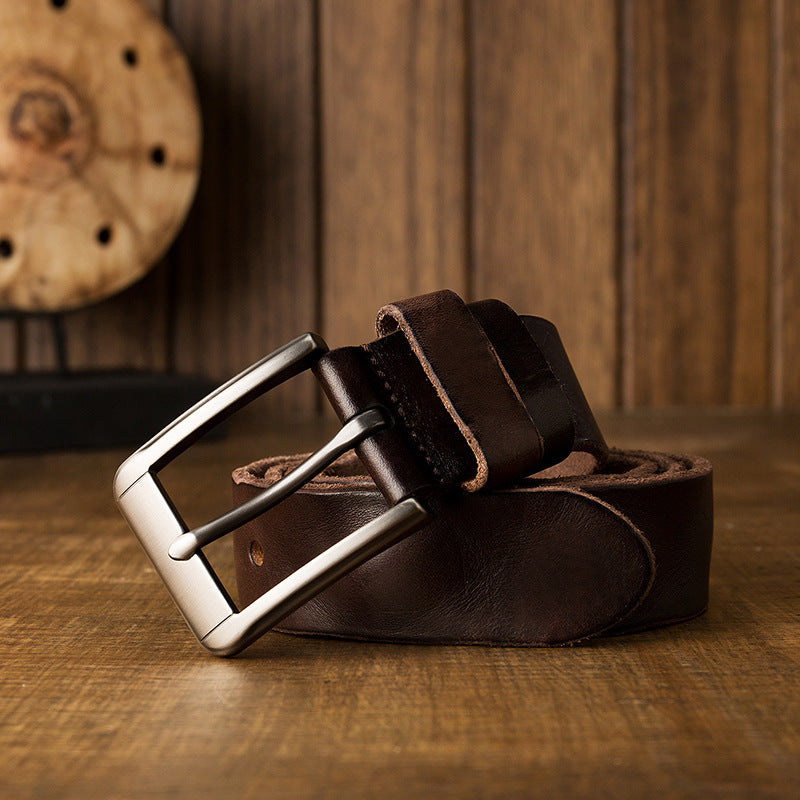 Men's belt handmade original cowhide genuine leather needle buckle simple casual vintage men's belt 