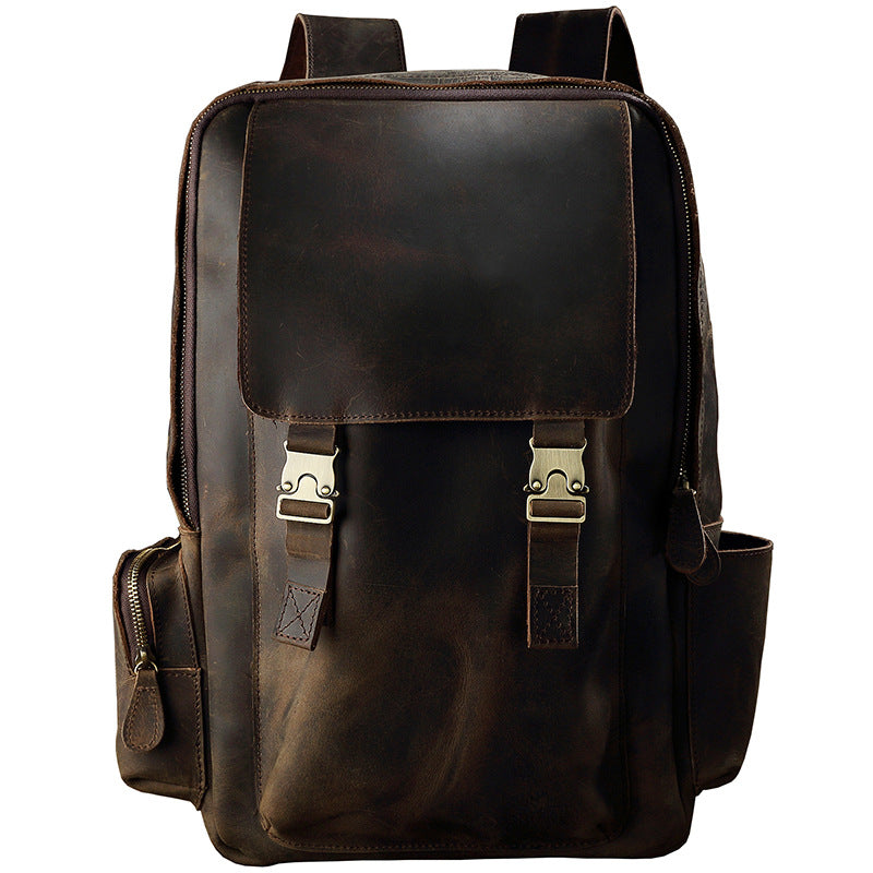 Men's backpack cowhide Crazy Horse original retro casual fashion large capacity luggage bag travel bag 