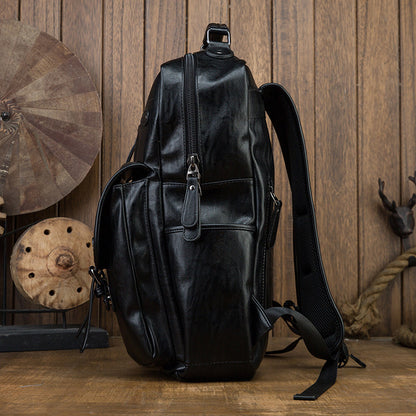 Men's Rucksack Original Handmade Genuine Cowhide Leather Simple Casual Computer Bag Large Capacity Travel Bag for Men 