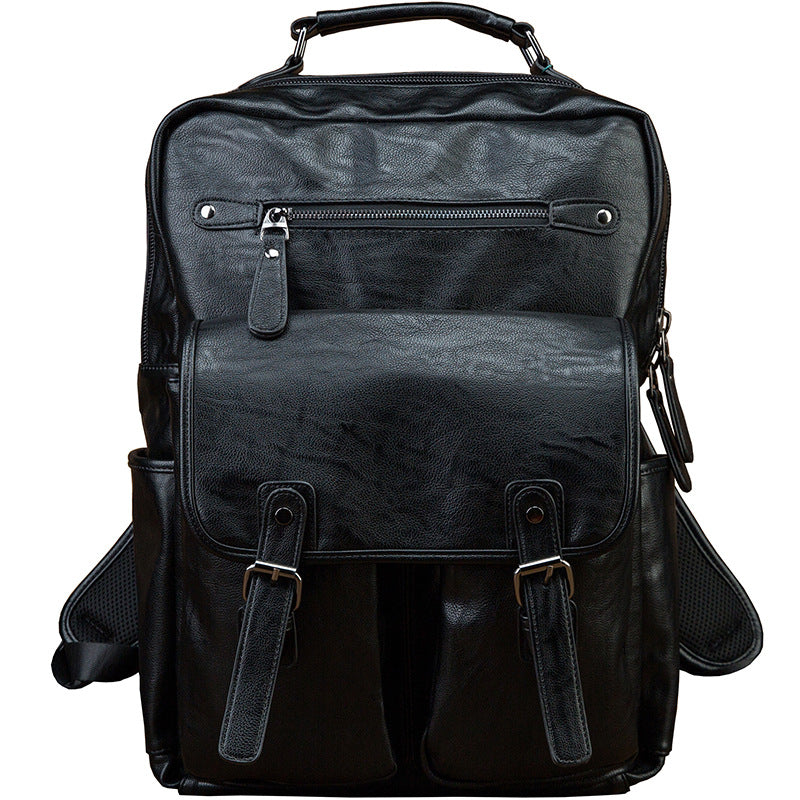 Men's Rucksack Original Handmade Genuine Cowhide Leather Simple Casual Computer Bag Large Capacity Travel Bag for Men 