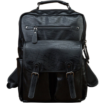 Men's Rucksack Original Handmade Genuine Cowhide Leather Simple Casual Computer Bag Large Capacity Travel Bag for Men 