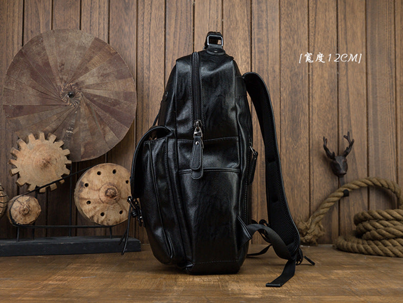 Men's Rucksack Original Handmade Genuine Cowhide Leather Simple Casual Computer Bag Large Capacity Travel Bag for Men 