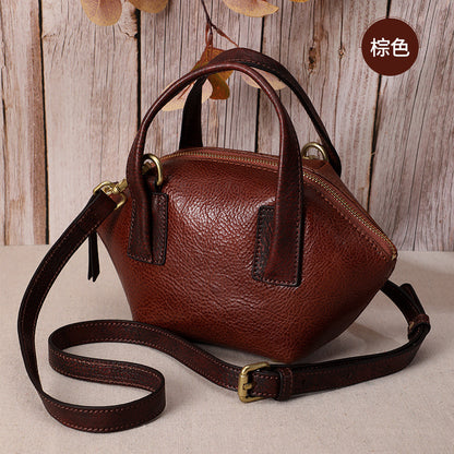 Genuine leather women's bag retro cowhide handbag shoulder bag unique trendy handbag that goes with anything.bag