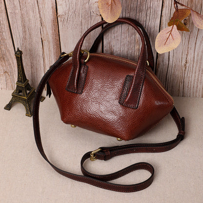 Genuine leather women's bag retro cowhide handbag shoulder bag unique trendy handbag that goes with anything.bag