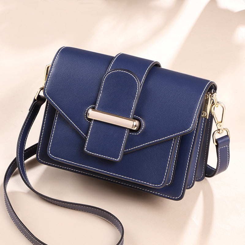 Women's bag Genuine leather crossbody bag Fashion square bag Trendy shoulder bag that goes with anything.Pochette