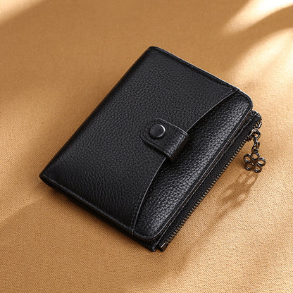 Genuine Leather Wallet Women Short Zipper Bifold Leather Wallet Fashion Mini Wallet Coin Purse Ladies Wallet