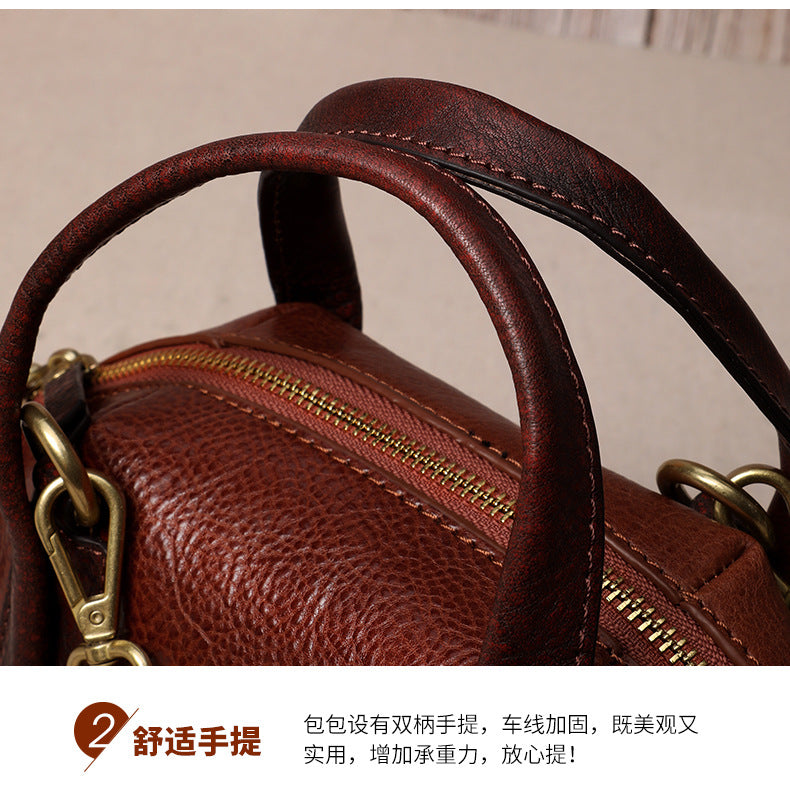 Genuine leather women's bag retro cowhide handbag shoulder bag unique trendy handbag that goes with anything.bag