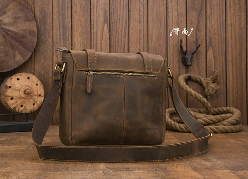 Men's shoulder bag cowhide genuine leather handmade messenger bag retro crossbody bag for men 