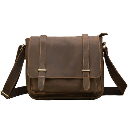 Men's shoulder bag cowhide genuine leather handmade messenger bag retro crossbody bag for men 