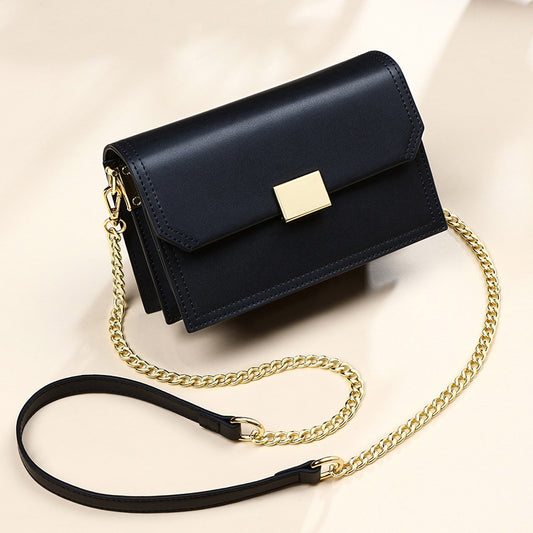 Genuine leather women's chain bag crossbody bag square bag ins fashion shoulder bag that goes with anything. Pochette