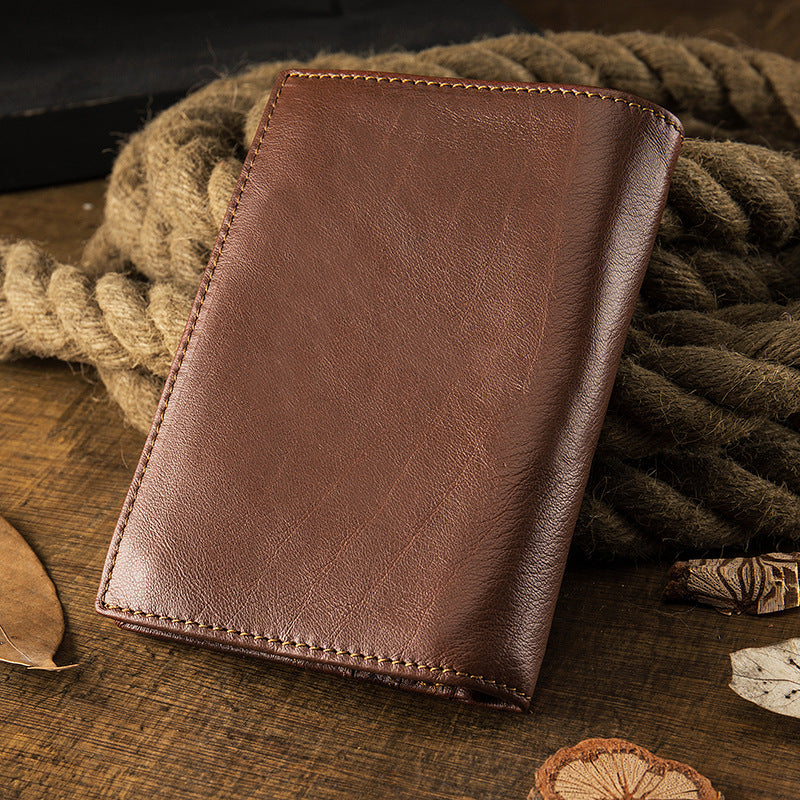 Men's Wallet Genuine Cow Leather Handmade Original Large Capacity Soft Leather Simple Men's Wallet 