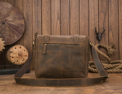 Men's shoulder bag cowhide genuine leather handmade messenger bag retro crossbody bag for men 